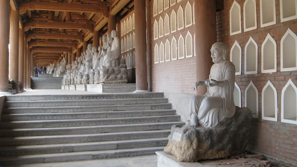 Arhat Statues at Bai Dinh Pagoda Row of stone arhat statues along the corridor of Bai Dinh Pagoda, Ninh Binh