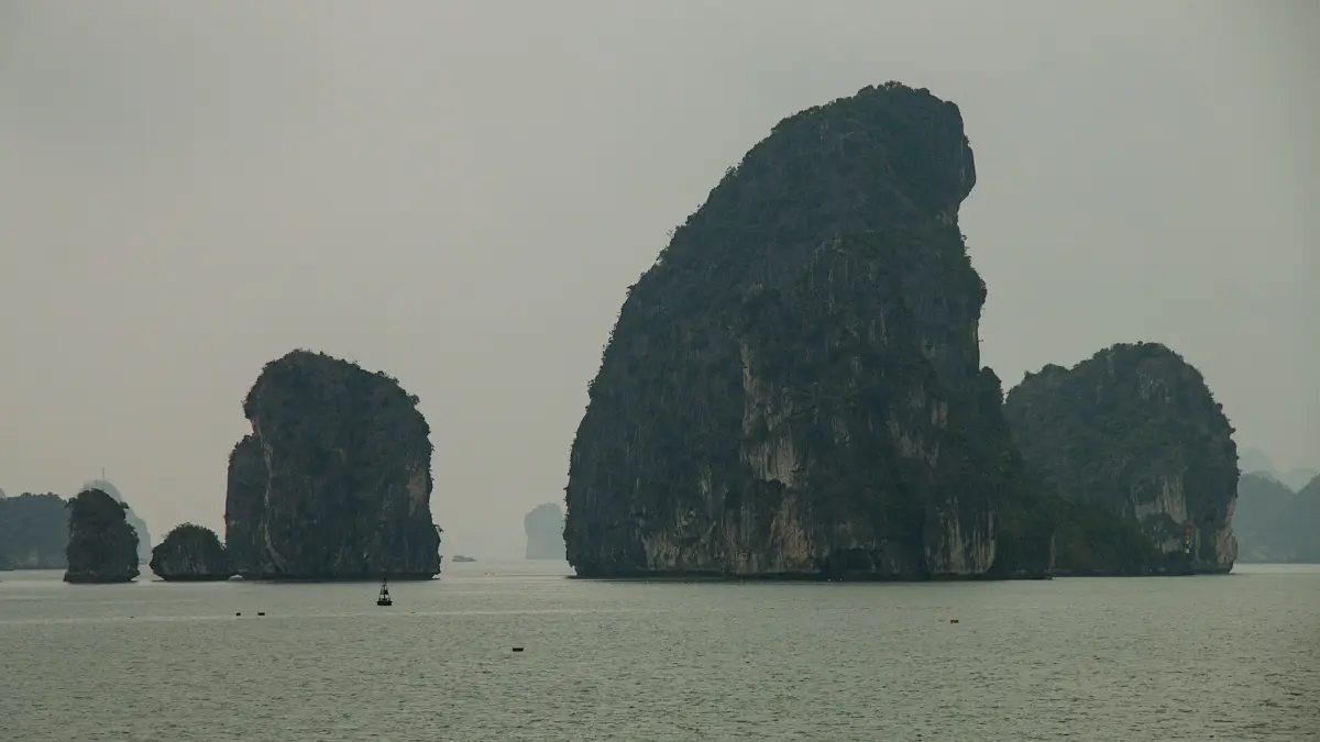 Limestone karst islands in Bai Tu Long Bay, Quang Ninh