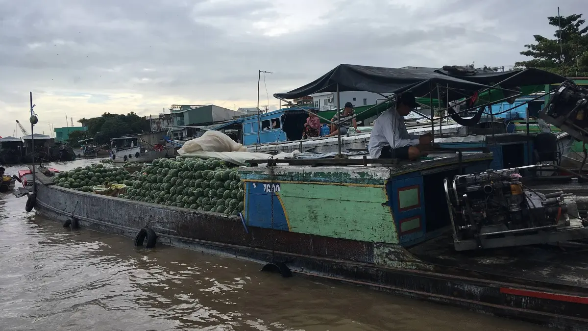 Cai Rang Floating Market, Can Tho Boats loaded with produce at Cai Rang floating market, Can Tho