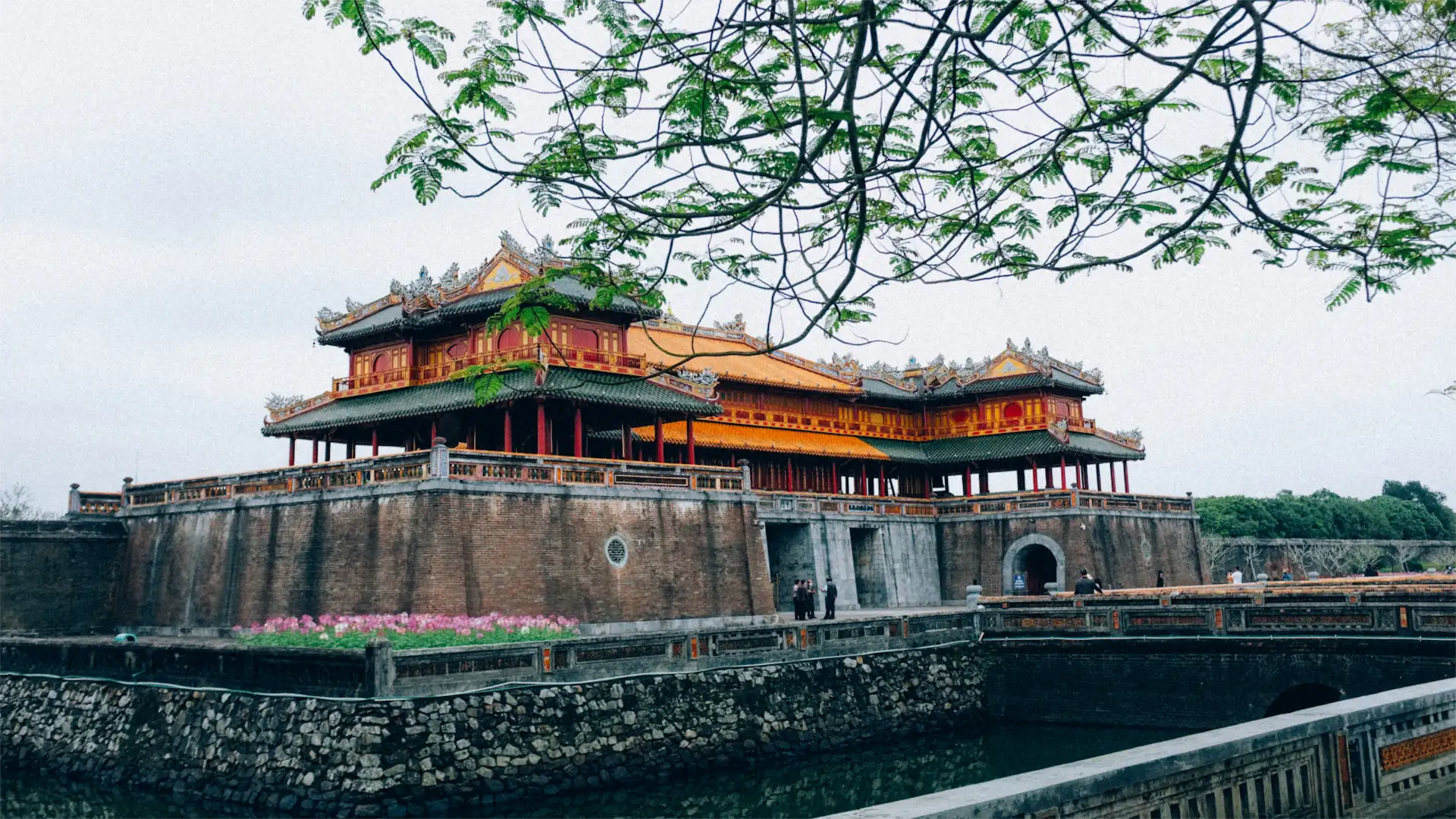 Ngo Mon Gate and moat of the Imperial City in Hue, central Vietnam