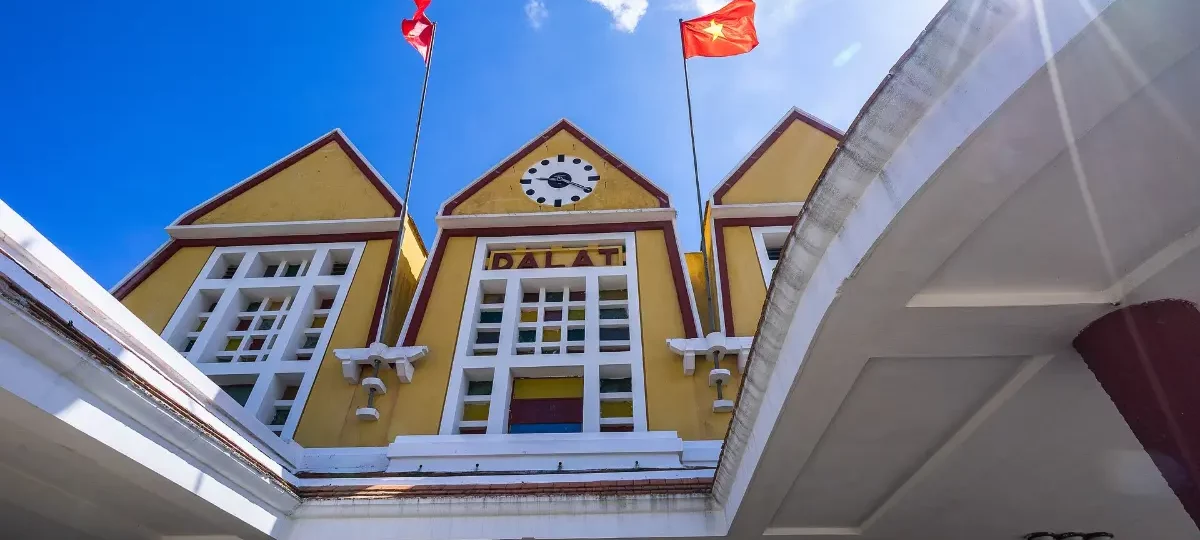 Art Deco Dalat Railway Station with its three peaked roofs