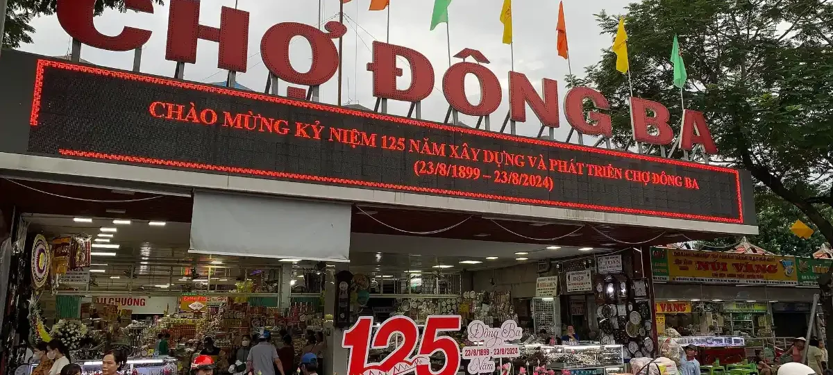 Entrance of Dong Ba Market on the Perfume River, Hue