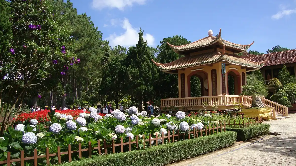 Drum tower and gardens of Truc Lam Zen Monastery, Dalat