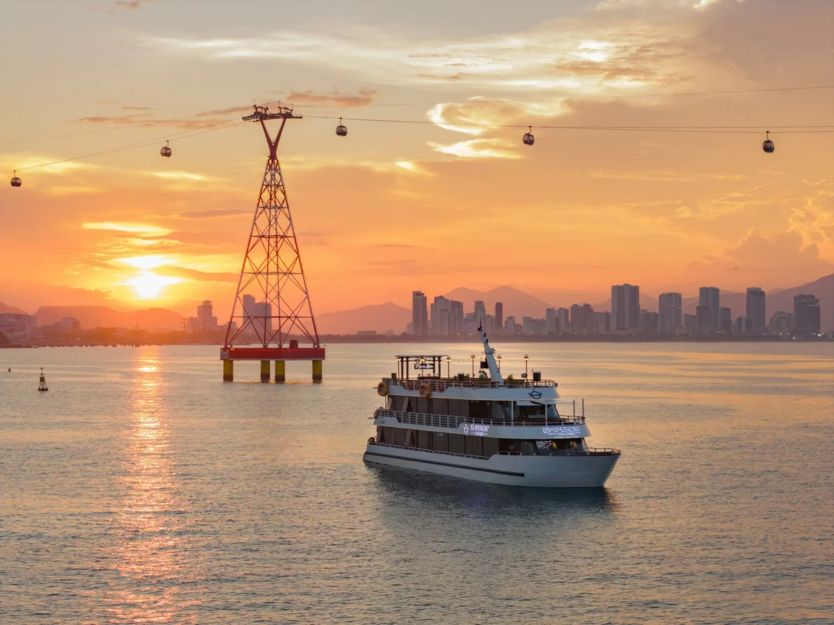 Sunset over the Nha Trang skyline – Emperor Cruises Legend Nha Trang