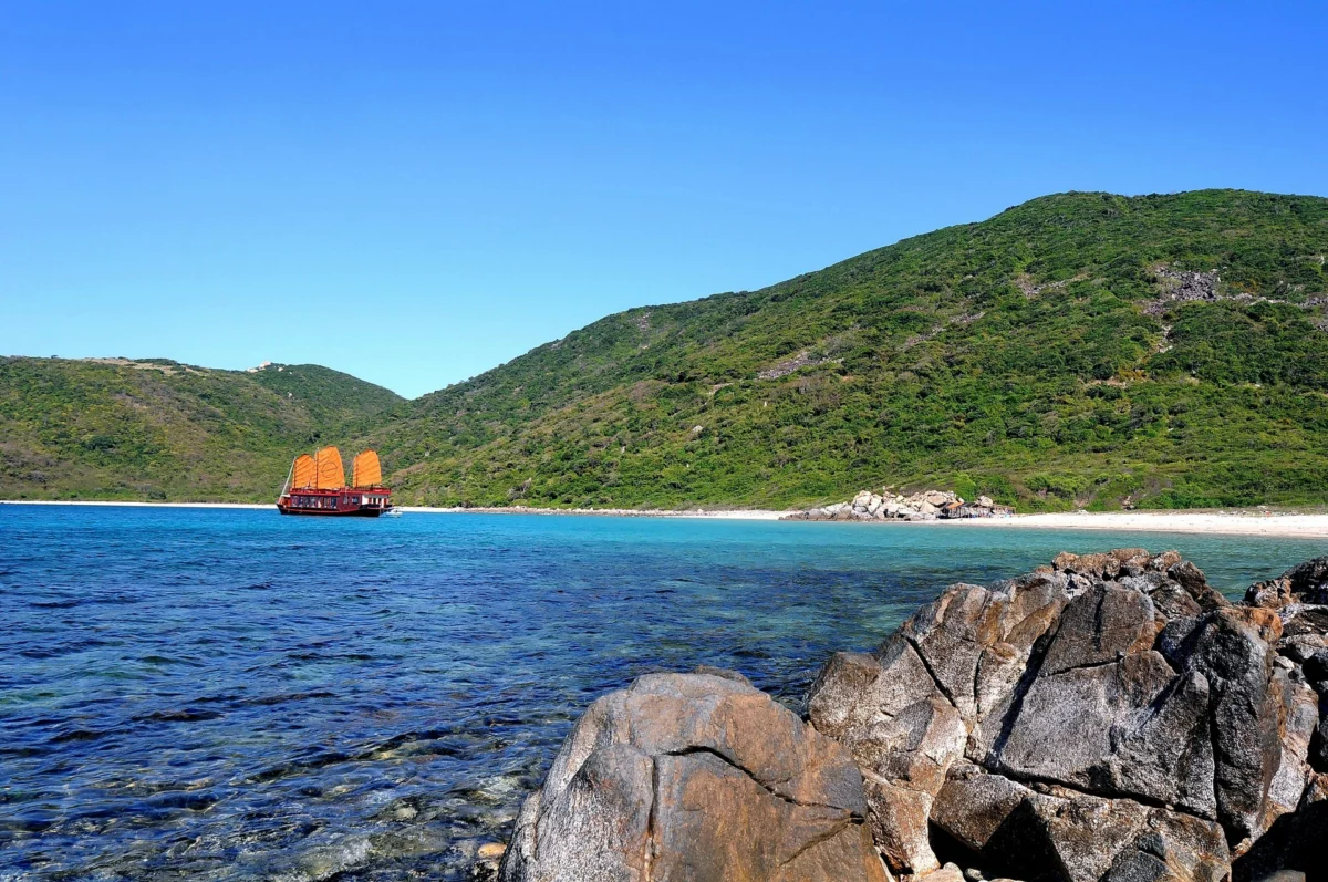 Anchored by an island in Nha Trang Bay – Emperor Cruises Origin Nha Trang