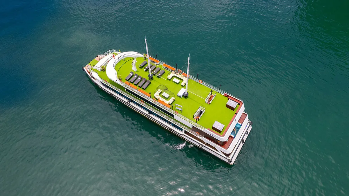 Deck from above – Halong Heritage Luxury group tour