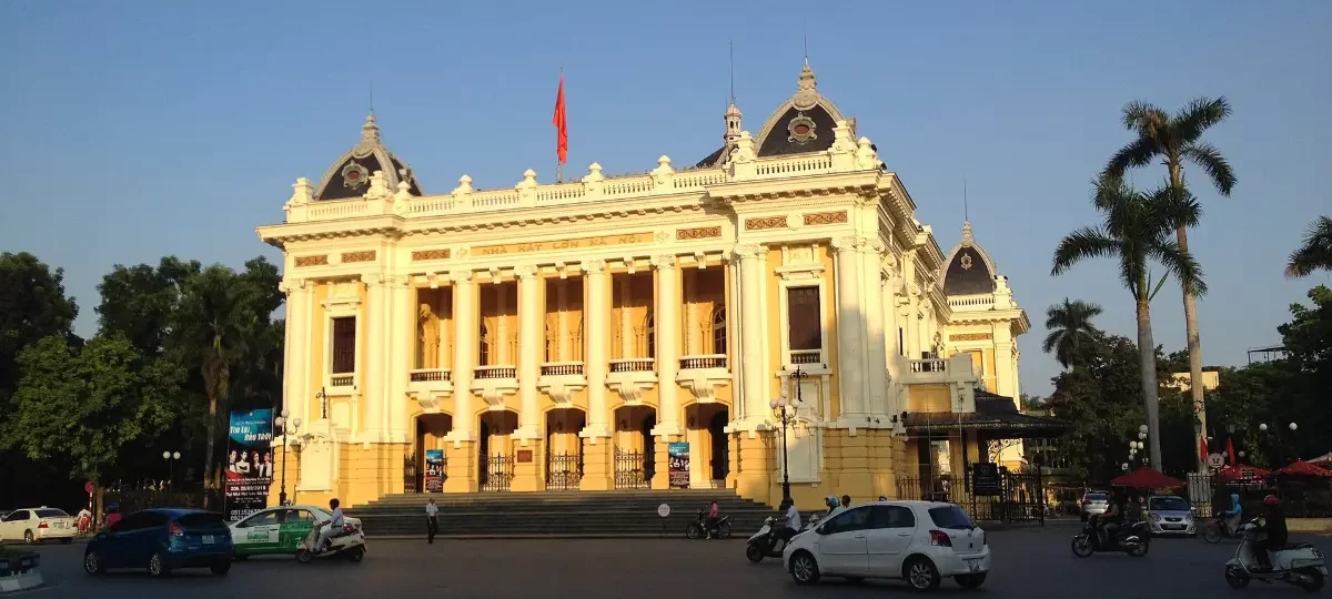 Neo-classical facade of the Hanoi Opera House in the French Quarter