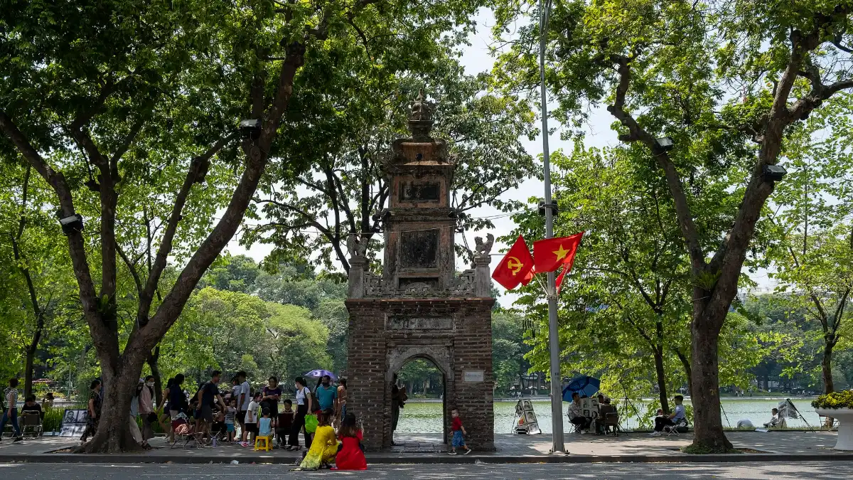 Hoa Phong Tower on the Eastern Shore of Hoan Kiem Lake Hoa Phong Tower, the last remnant of Bao An Pagoda, on the eastern shore of Hoan Kiem Lake
