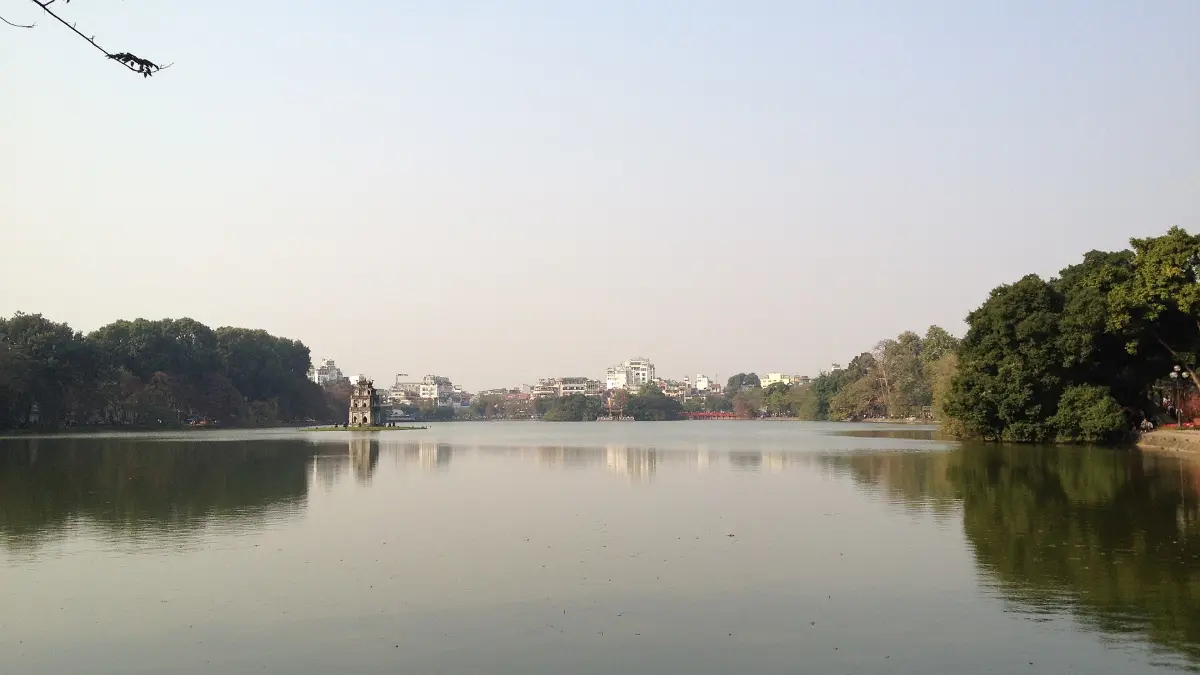 Hoan Kiem Lake at Dawn, Hanoi Calm water of Hoan Kiem Lake in the early morning light, Hanoi