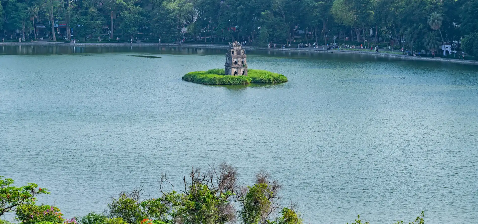 Turtle Tower on Hoan Kiem Lake in the heart of Hanoi, Vietnam