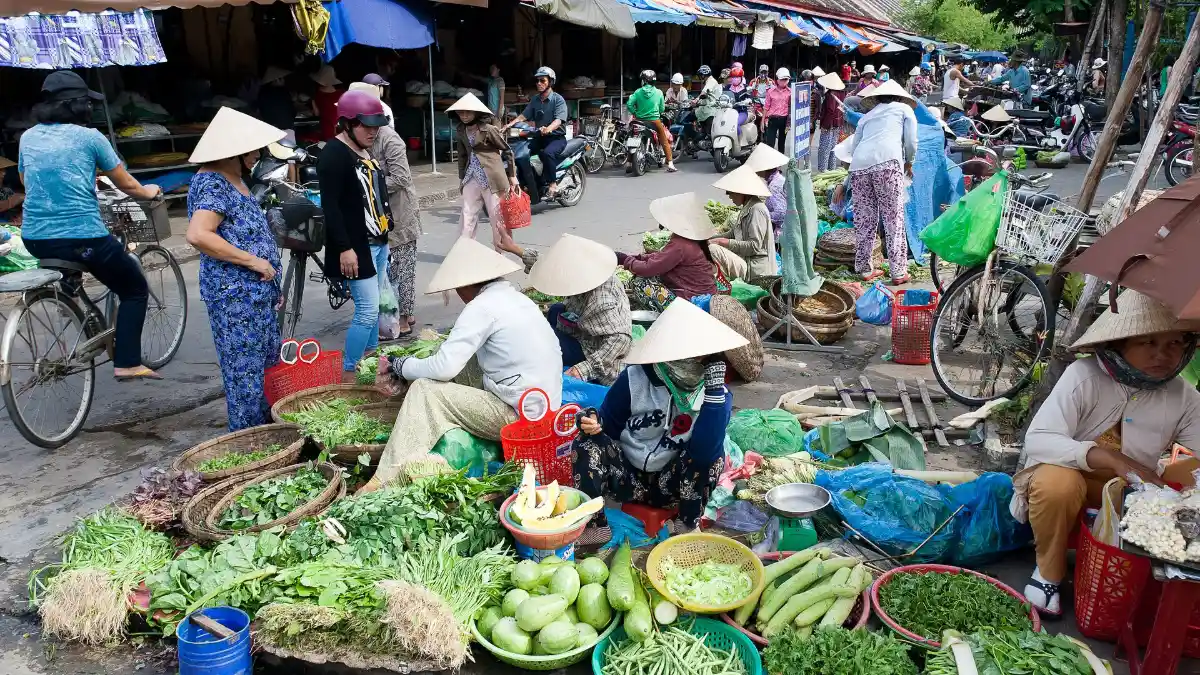 Stalls at Hoi An Market Vegetable and food stalls at Hoi An Market