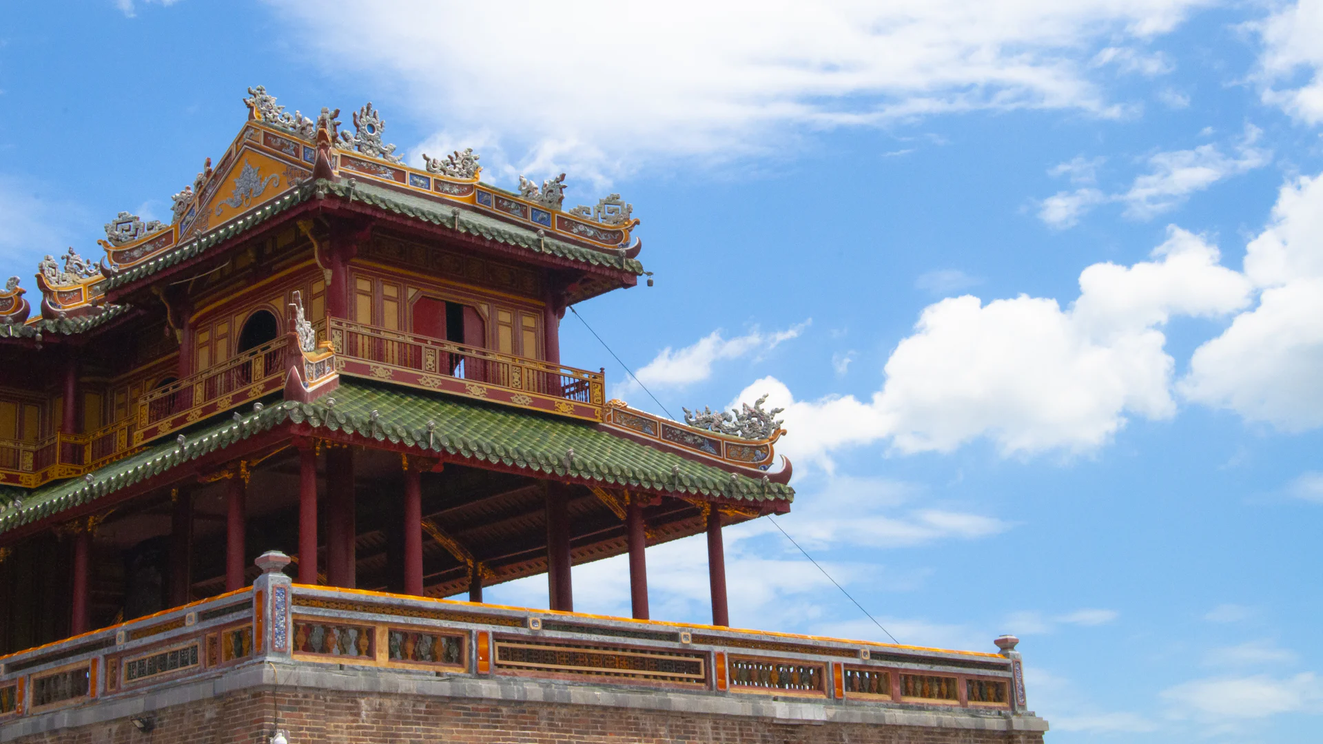 Noon Gate (Ngo Mon) of the Imperial City of Hue under a blue sky