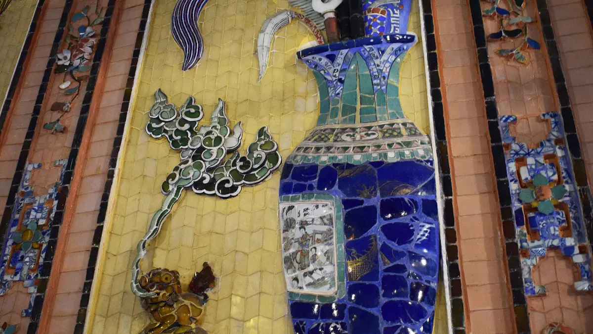 Inside Khai Dinh Tomb, Hue Ornate glass and porcelain mosaics inside Khai Dinh Tomb, Hue