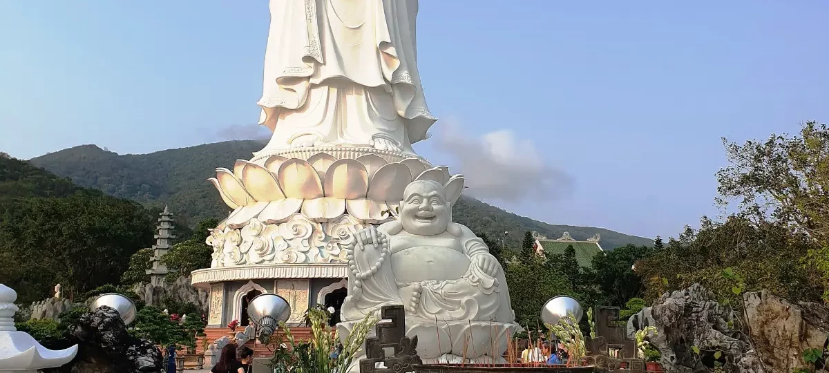 Giant white Lady Buddha statue at Linh Ung Pagoda on the Son Tra peninsula, Da Nang