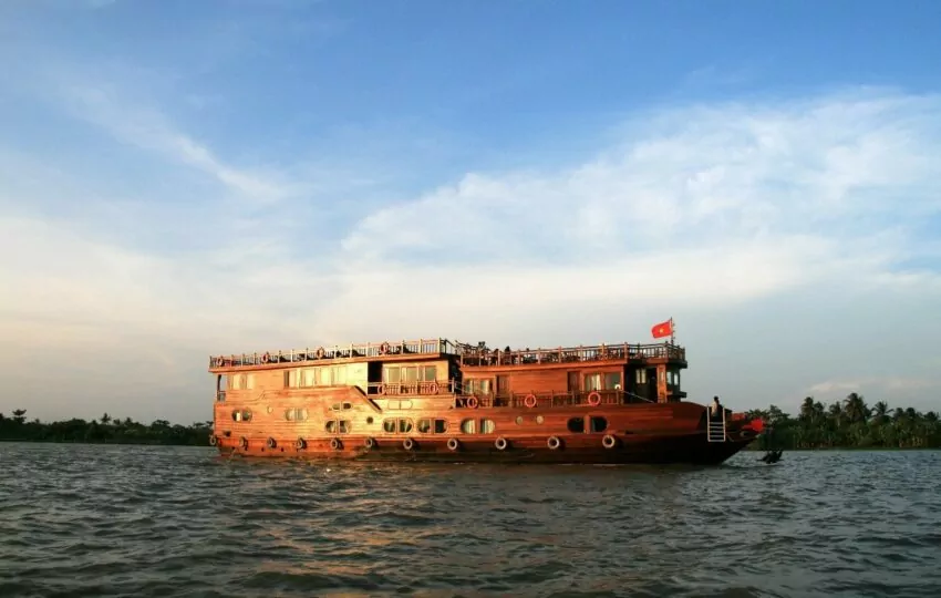 Mekong Eyes Classic, a converted rice barge river cruiser on the Mekong Delta