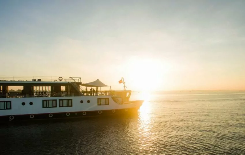Aerial view of the Mekong Eyes Explorer on the Mekong