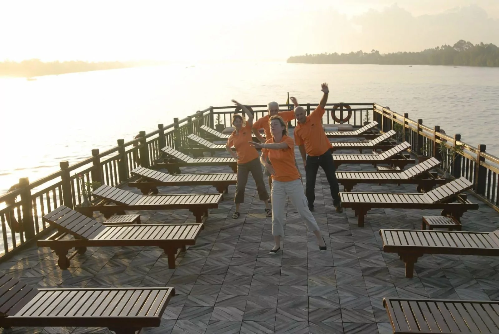 Morning tai chi on deck