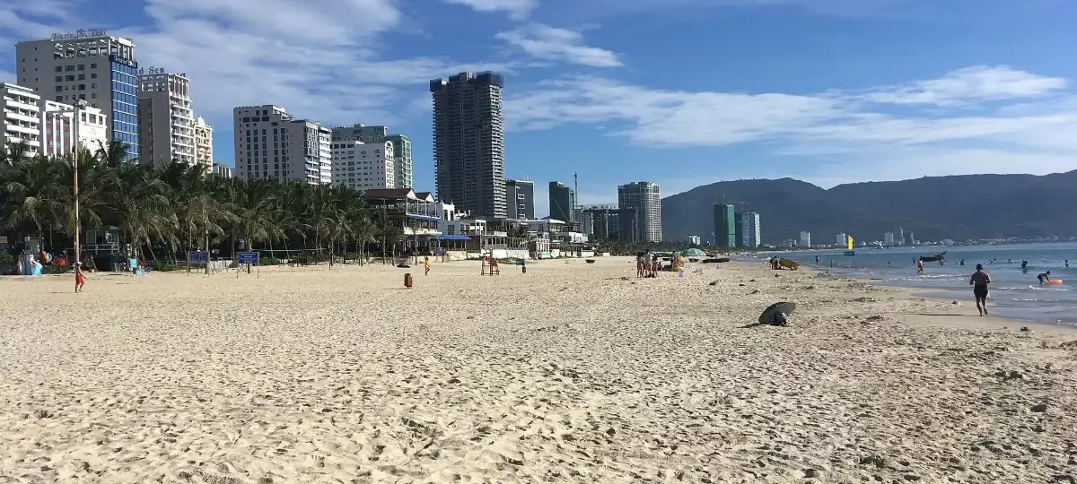Long sandy My Khe Beach and the sea, Da Nang