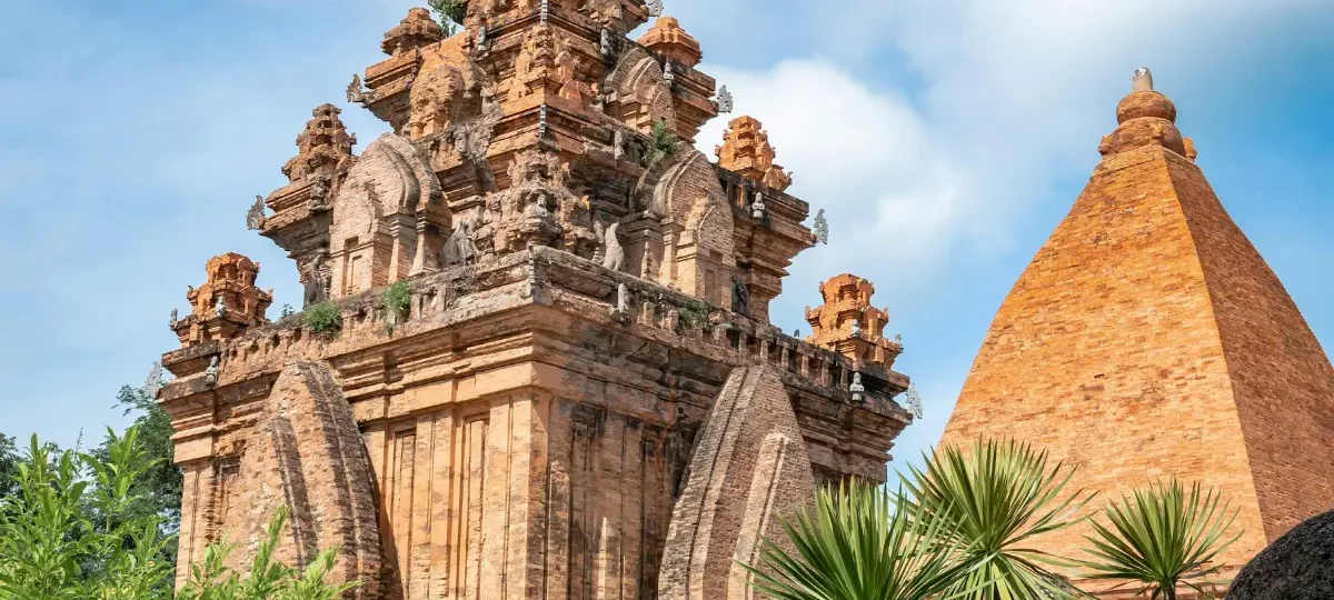 Brick Po Nagar Cham Towers under a blue sky in Nha Trang, a special national relic and top sight