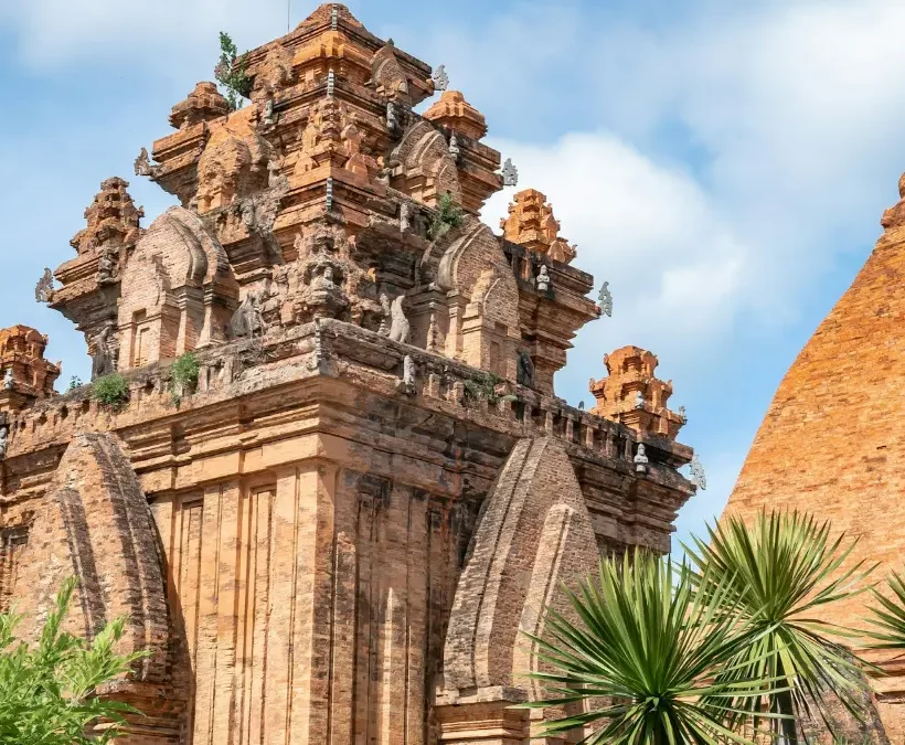 Brick Po Nagar Cham Towers under a blue sky in Nha Trang, a special national relic and top sight