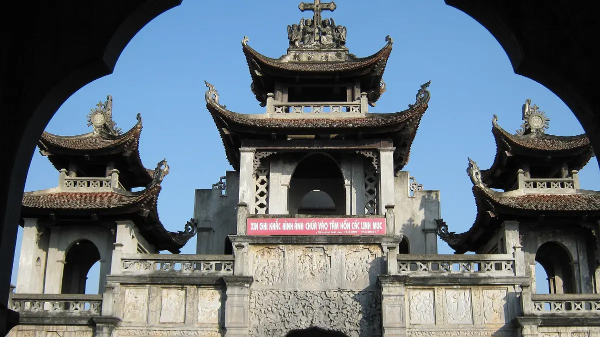 Phat Diem Cathedral Architecture Vietnamese-style curved roofs of Phat Diem Cathedral, Ninh Binh