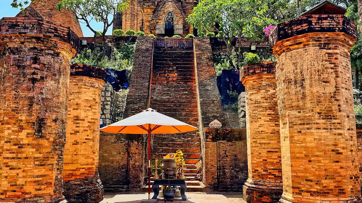 Carved brick detail of a Ponagar Cham tower, Nha Trang