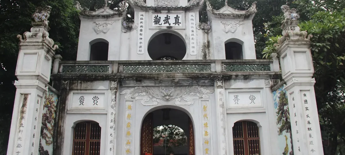 Three-arched gate of Quan Thanh Temple on Thanh Nien Road near West Lake, Hanoi