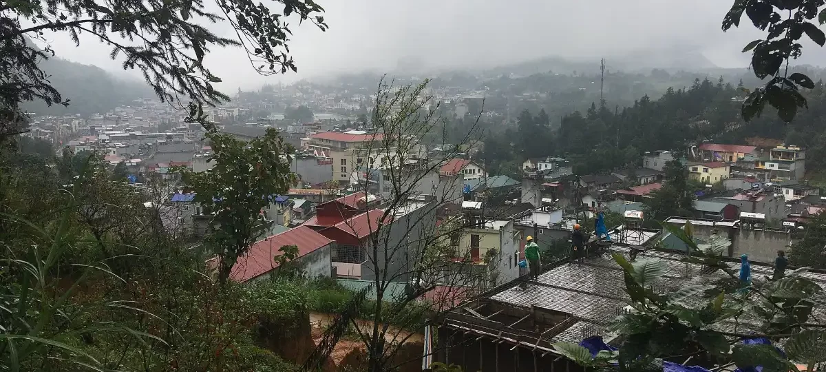 Sa Pa town centre among the mountains, Lao Cai province