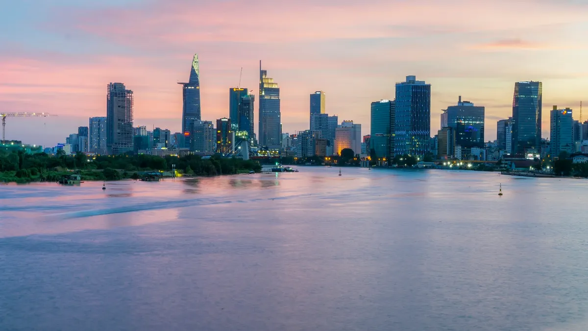 Saigon River and Ho Chi Minh City skyline