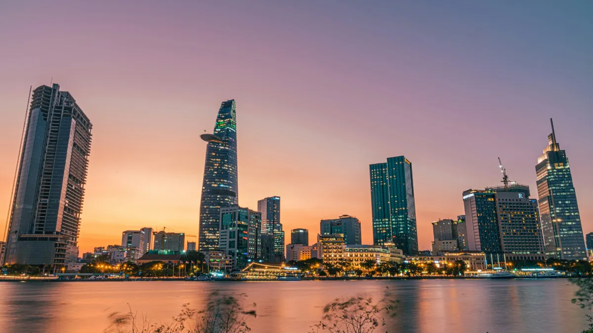 Ho Chi Minh City skyline at sunset