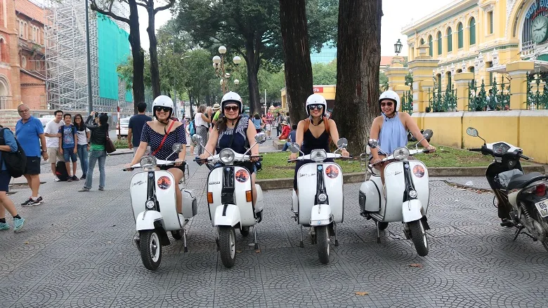 Vintage Vespas by Saigon Central Post Office