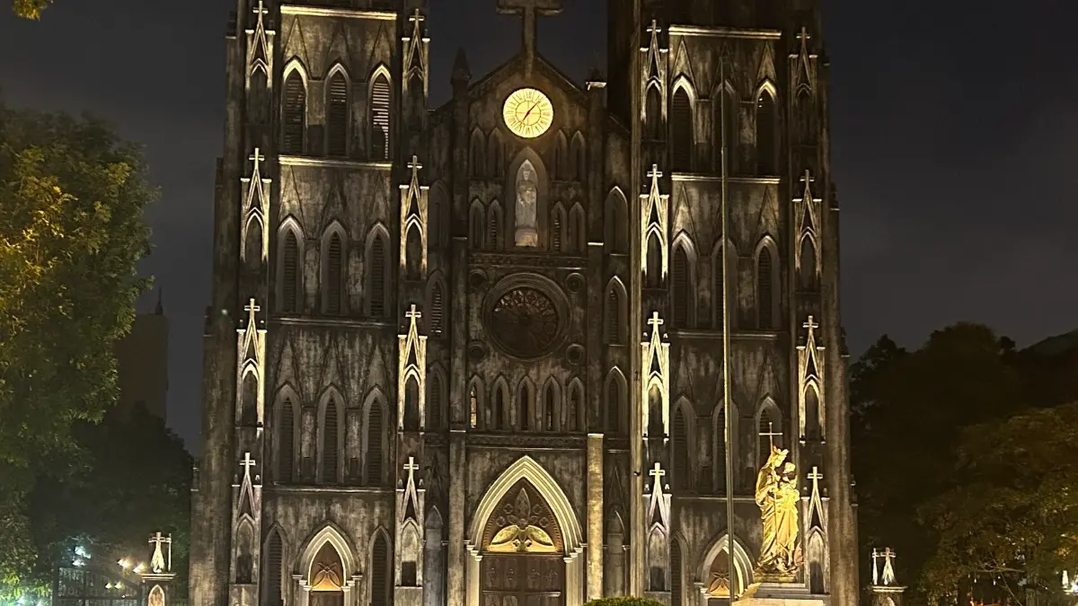 St Joseph's Cathedral Hanoi Lit Up at Night St Joseph's Cathedral Hanoi illuminated at night