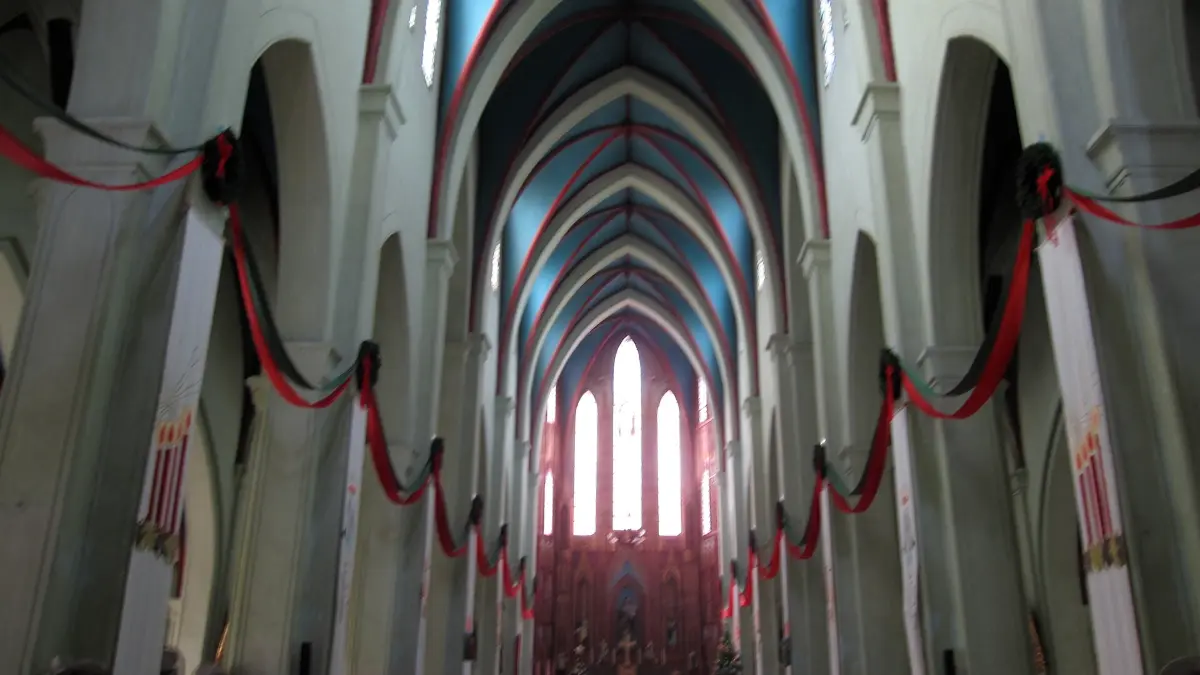 Interior Nave of St Joseph's Cathedral Hanoi Ribbed vaulted nave and arches inside St Joseph's Cathedral Hanoi