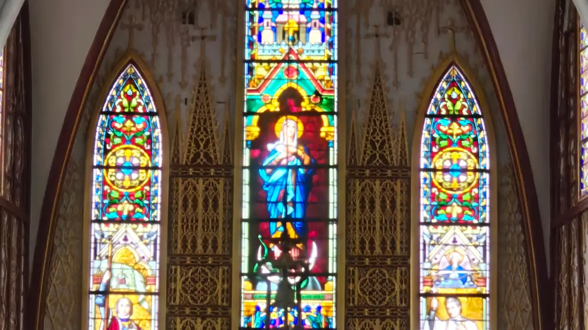 Stained-Glass Windows of St Joseph's Cathedral Hanoi Stained-glass windows by Lavergne & Cie inside St Joseph's Cathedral Hanoi