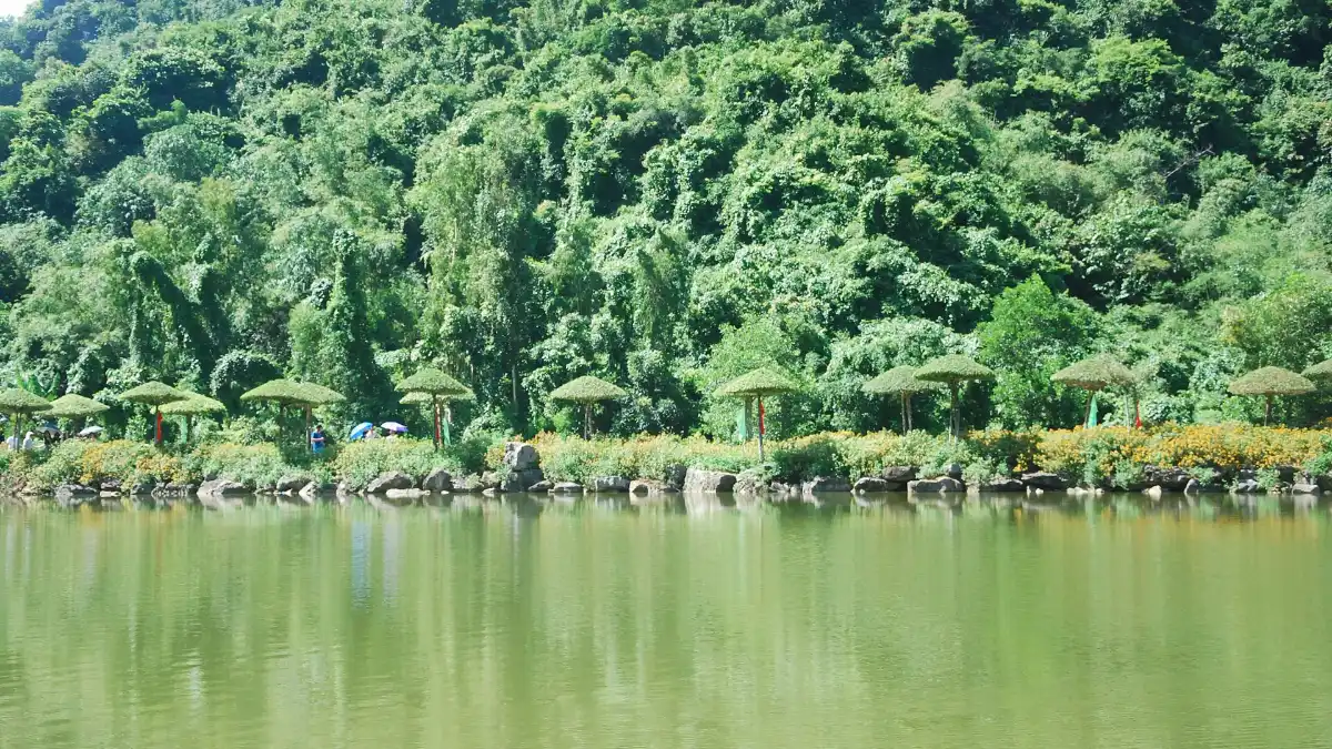 Lake at Thung Nham, Ninh Binh Calm lake surrounded by forest and limestone hills at Thung Nham, Ninh Binh