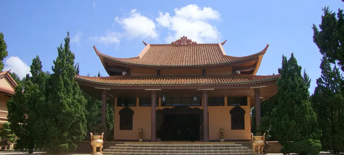 Main hall of Truc Lam Zen Monastery above Tuyen Lam Lake, Dalat