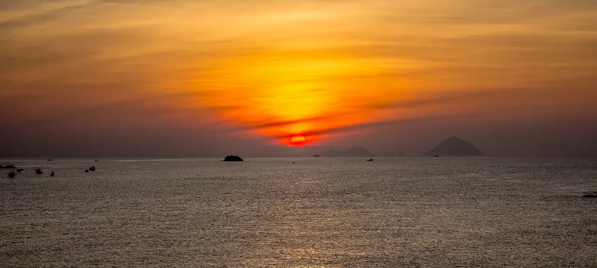 Islands and calm water of Van Phong Bay, home to Diep Son Island