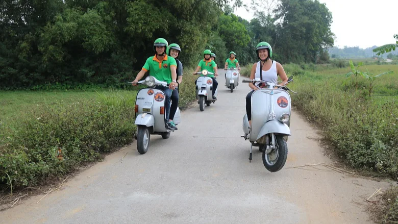 Vespa ride on a country lane