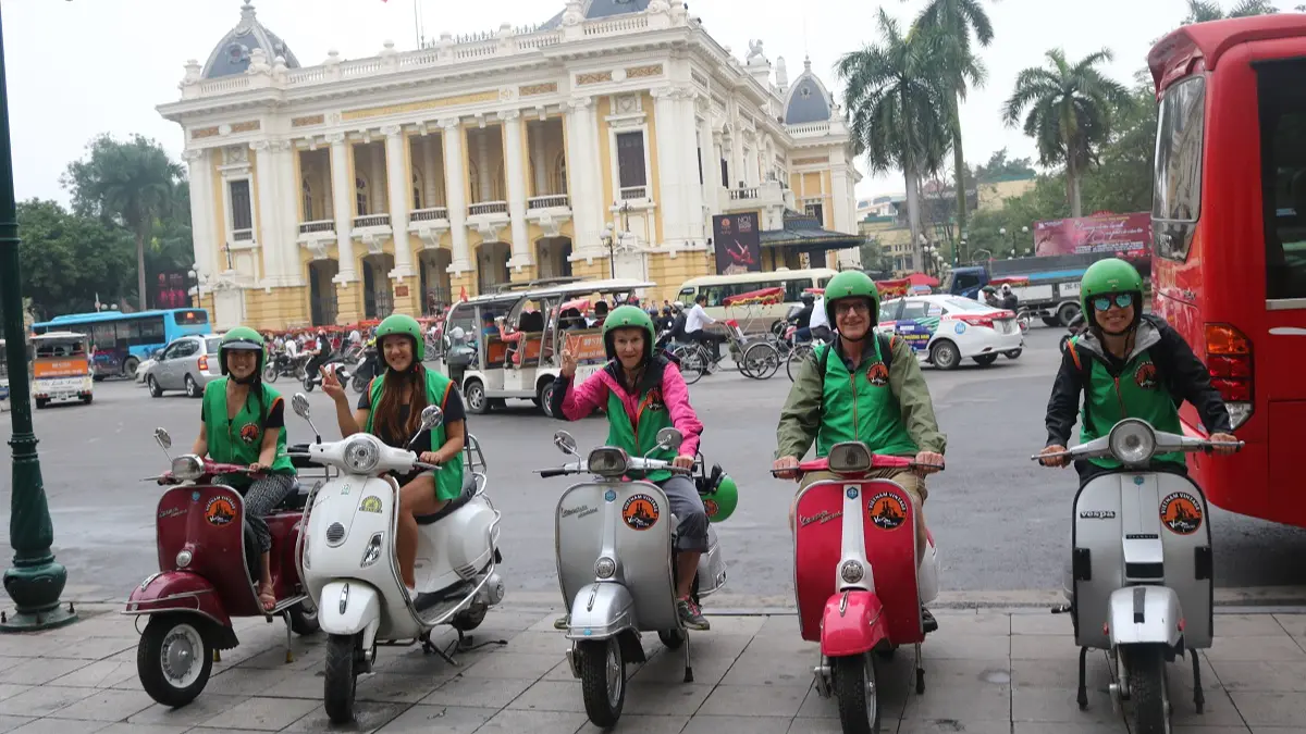 Vintage Vespas at Hanoi Opera House