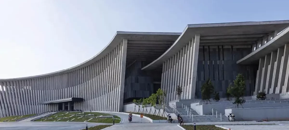 Modern building of the new Vietnam Military History Museum on Thang Long Avenue, Hanoi