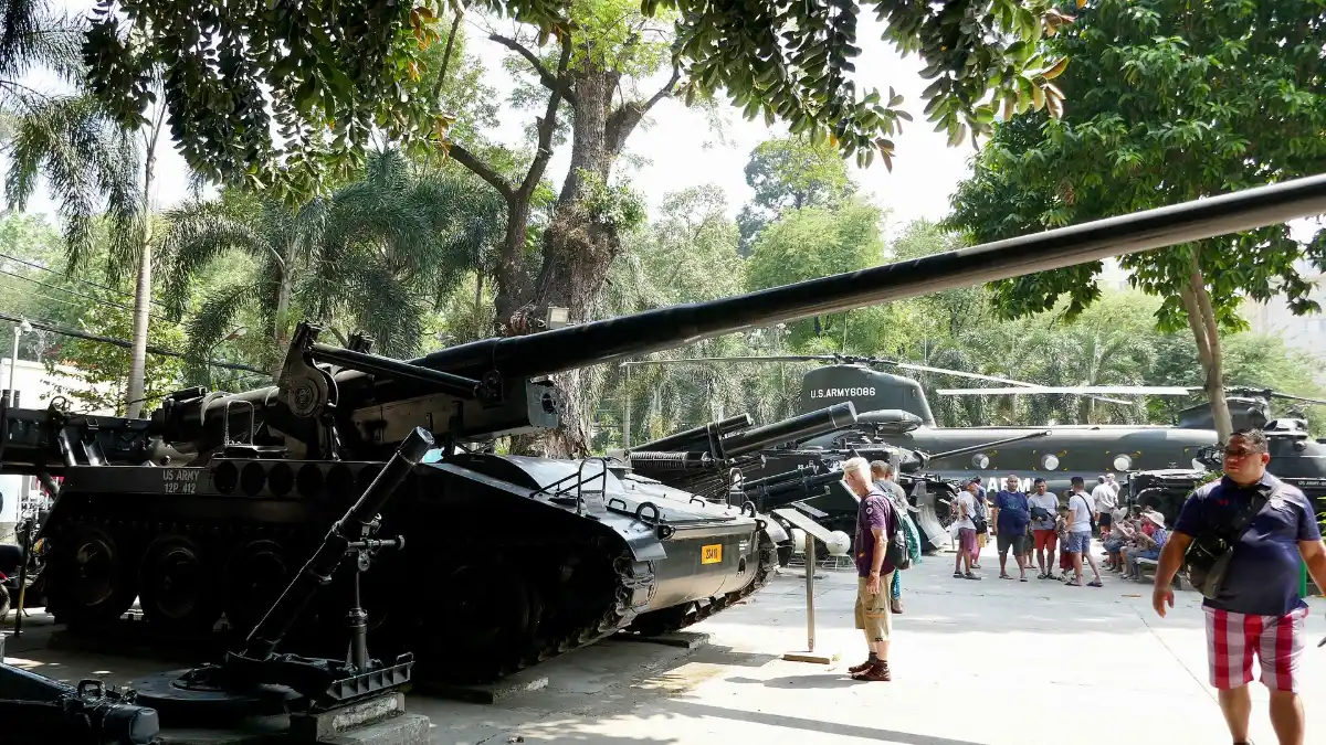Military Vehicles at the War Remnants Museum Tanks and military vehicles in the courtyard of the War Remnants Museum, Saigon